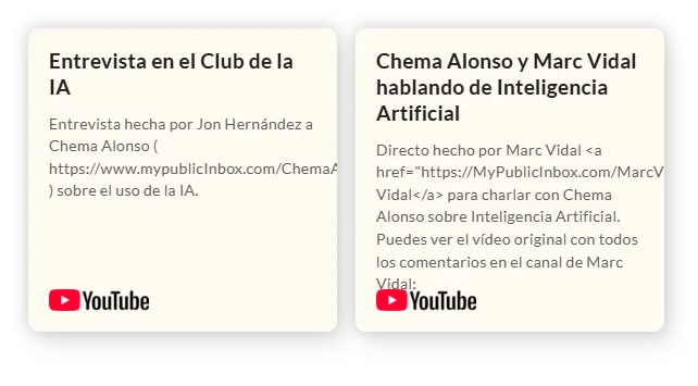 Cards actuales en el website